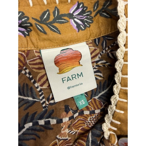 FARM Rio Ainika Cotton Floral Blouse.Beige Cream. Sz XS $198. NWOT - Picture 9 of 16